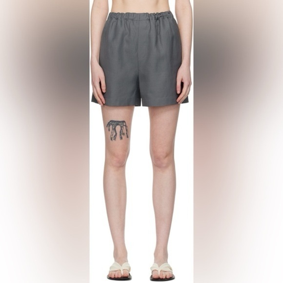 LouLou Studio de Saison Seto Slub-Texture Shorts Grey Size Small - Picture 2 of 12